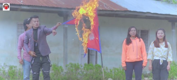 राष्ट्रिय झण्डा जलाएको भिडियो खिच्‍ने क्यामेरापर्सन पक्राउ